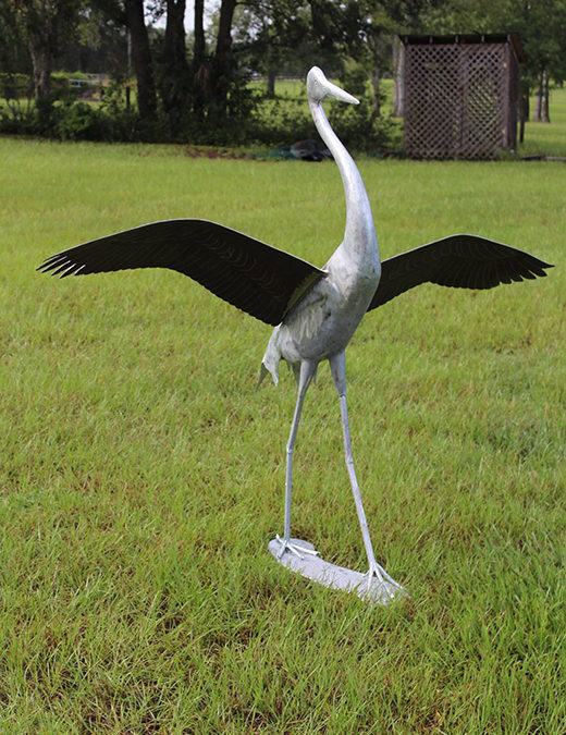 Crane with spread wings
